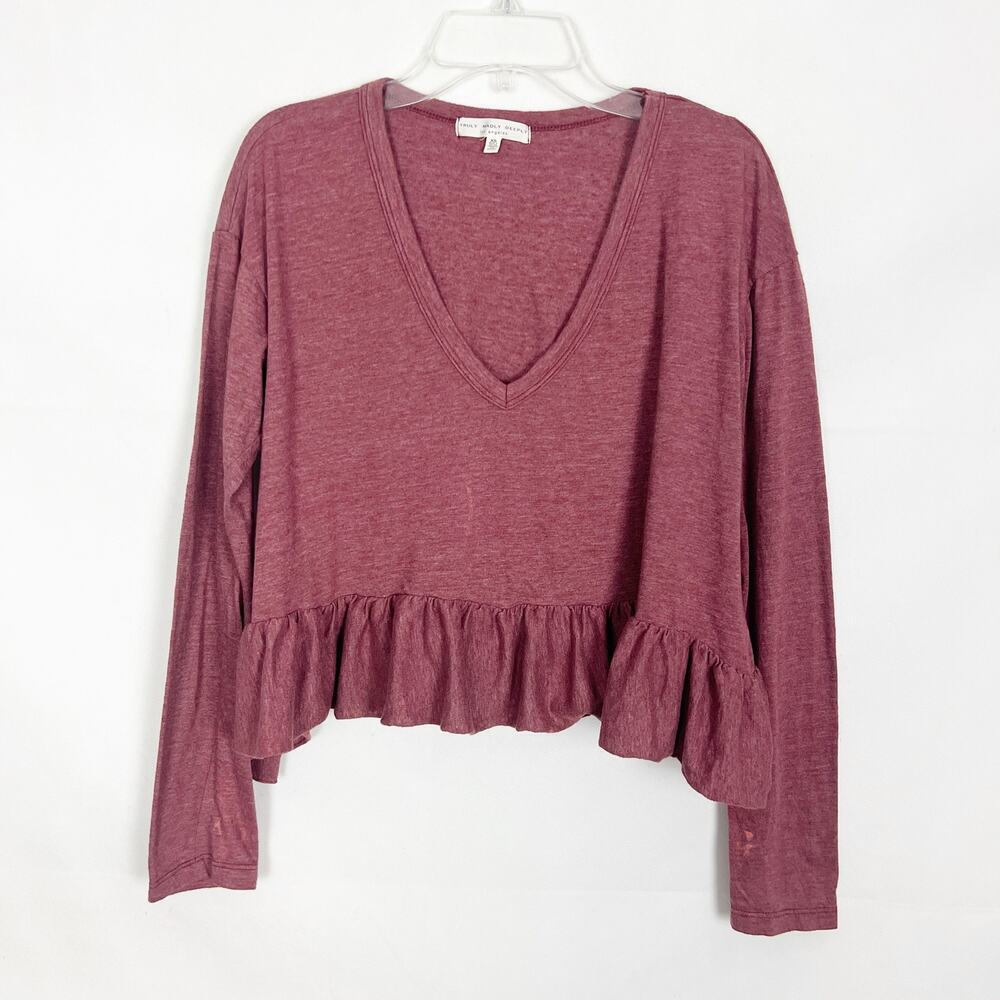 UOF Truly Madly Deeply Ruffle Hem Oversized Cropped Top Size XS